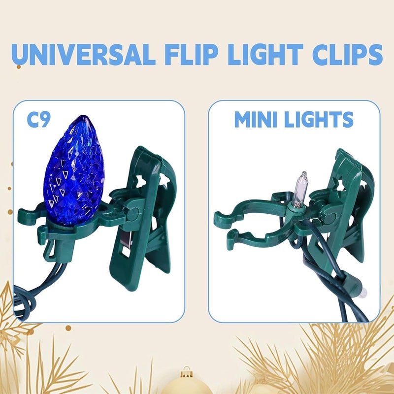 TW SHINE C7 C9 Christmas Lights Spring Clips, 50 Pack Holiday Lights Universal Quick Spring Clips for E12 E17, Weatherproof Shatterproof Clips Outdoor for Roof Fence Shingle Gutter - Image 5